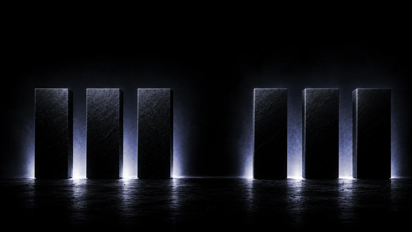 Abstract monochrome illustration: a row of dark forms with one conspicuous empty gap — a brand ChatGPT doesn't name.